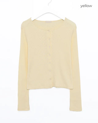 Ribbed perforated slim cardigan