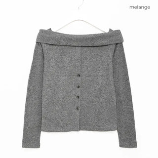 Off-shoulder button knit