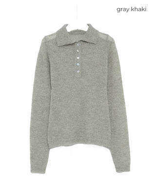 Simple half-open collar knit