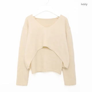 Sleeveless layered cropped knit