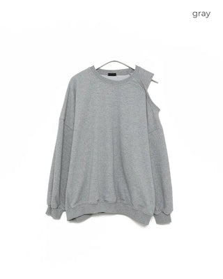 Shoulder-cut top & skort sweatpants