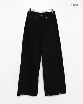 Wide-leg pants with back button detail