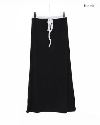 Two-tone string maxi skirt