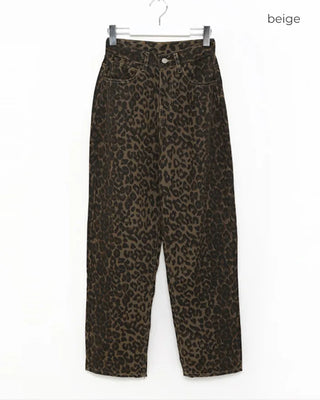 Leopard print denim pants