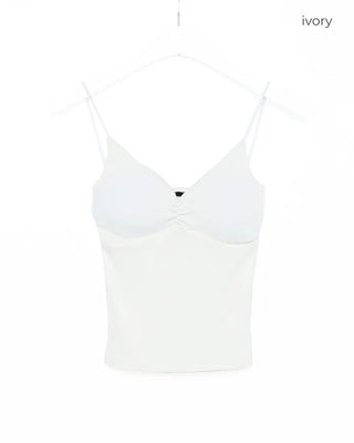 Shirred strap bra top