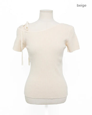 Asymmetrical Ribbon One-Shoulder Knit