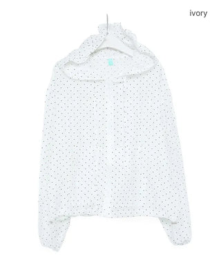 Polka Dot See-Through Frill Zip Hoodie