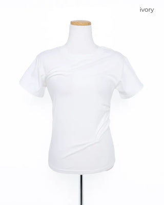 Unique pintuck semi-cropped French T-shirt
