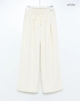 Wide-leg corduroy pants with string waistband