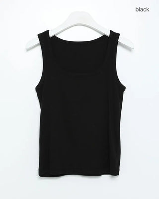 Square neck ribbed sleeveless top
