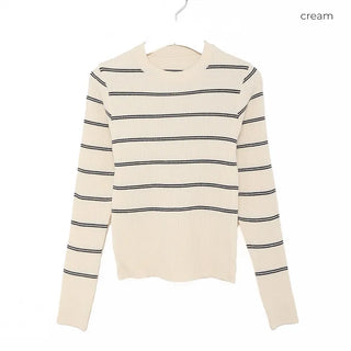Slim-fit striped ribbed knit