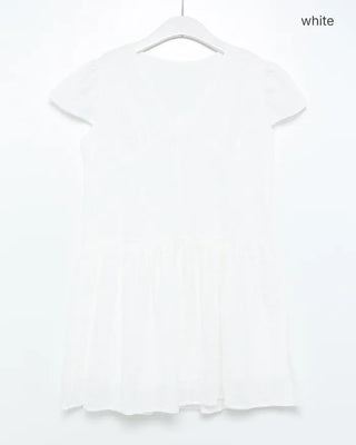 Flower Punching Cap Sleeve Peplum Tunic
