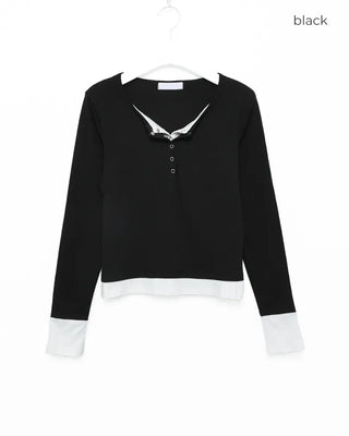 Layered long-sleeve T-shirt
