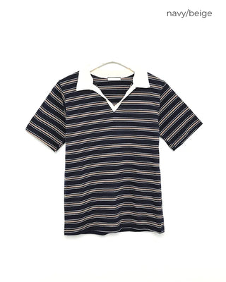 Colored striped short-sleeved T-shirt
