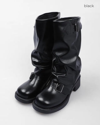 Buckle Round Mid-Calf Boots
