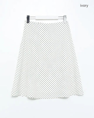 Satin polka dot midi skirt