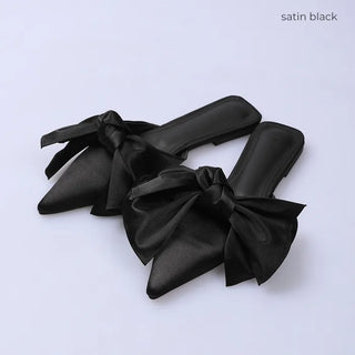 Satin Big Ribbon Mules