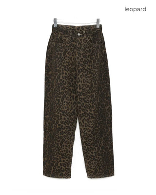 Leopard print denim pants