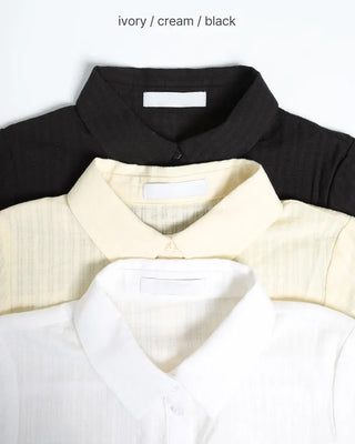Checked pintuck detail short-sleeved blouse
