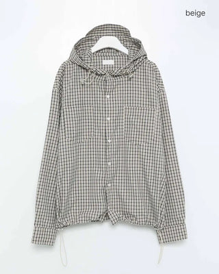 Gingham check oversized hoodie shirt