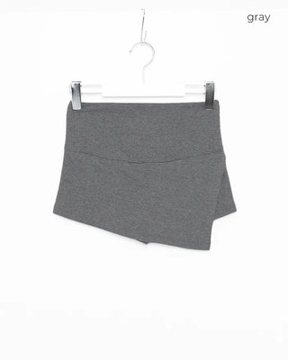 Asymmetrical design ribbed skirt pants