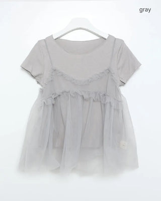 Sheer bustier & short-sleeved T-shirt set