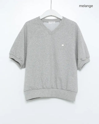 V-neck short-sleeve sweatshirt