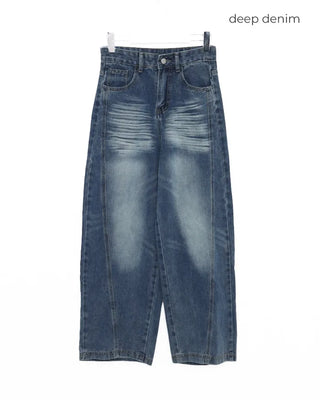 Side yoke wide denim pants