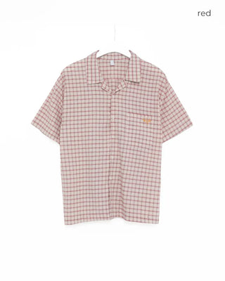 Checked embroidered short-sleeved shirt