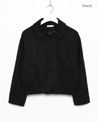 Point button zip fly suede blouson