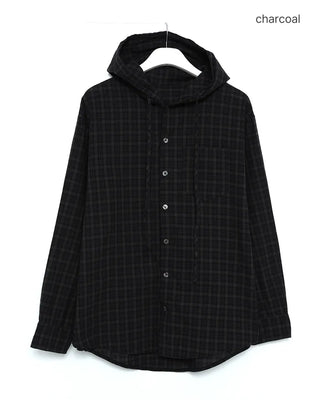 Checked hooded shirt