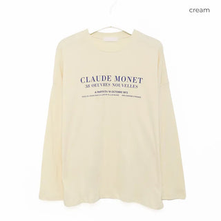 Simple lettering long-sleeved T-shirt