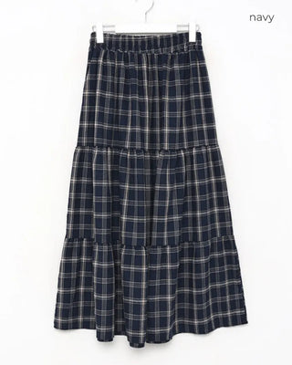 Checked long skirt