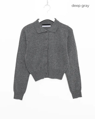 Button-collar knit cardigan