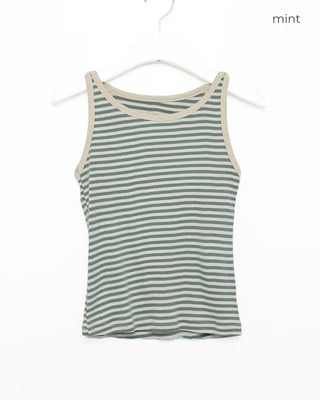 Ringer Cropped Striped Tank Top