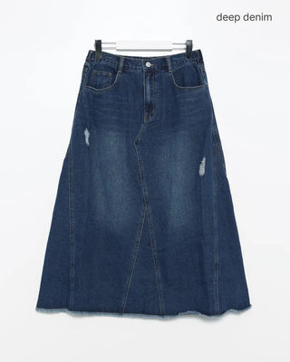 Long denim skirt