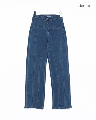Back ribbon flared denim pants