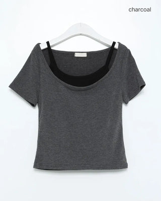 Camisole layered short-sleeved T-shirt