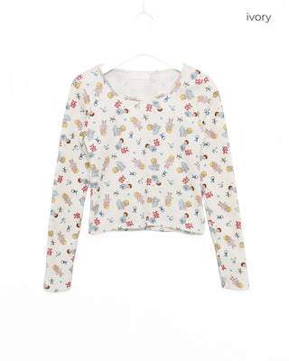 Baby Jewel Neck Cropped Fleece-Lined Cut and Sew Top
