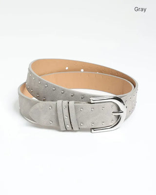 Suede studded buckle belt