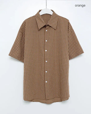 Gingham check half shirt