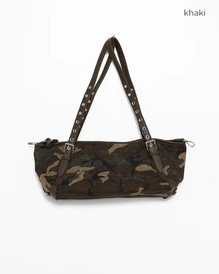 Leather eyelet hand leopard tote bag