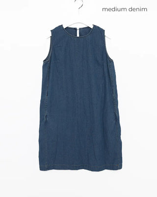 Round neck denim midi dress
