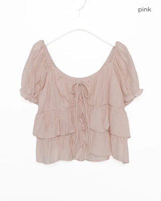 Ribbon string tiered blouse