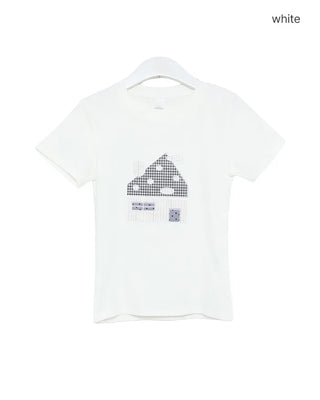 House print half-length T-shirt