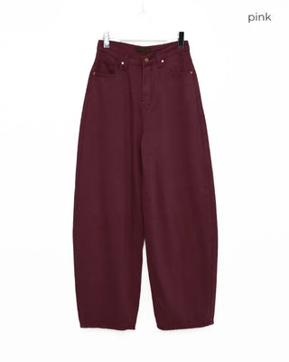 Colored wide rayon-blend cotton pants