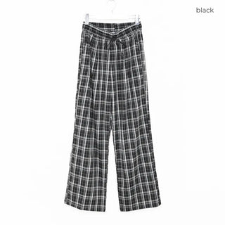 Pintuck check pants