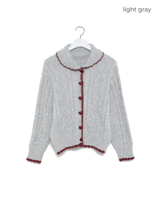 Colorful heart button knit cardigan