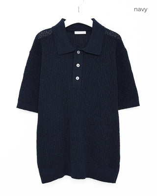 Three-button short-sleeved colored knit