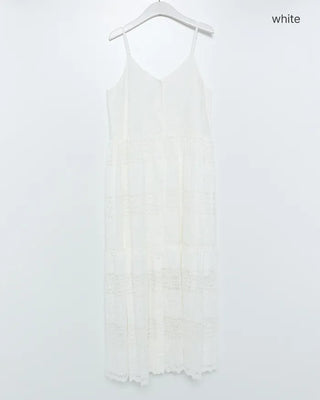Camisole button lace maxi dress